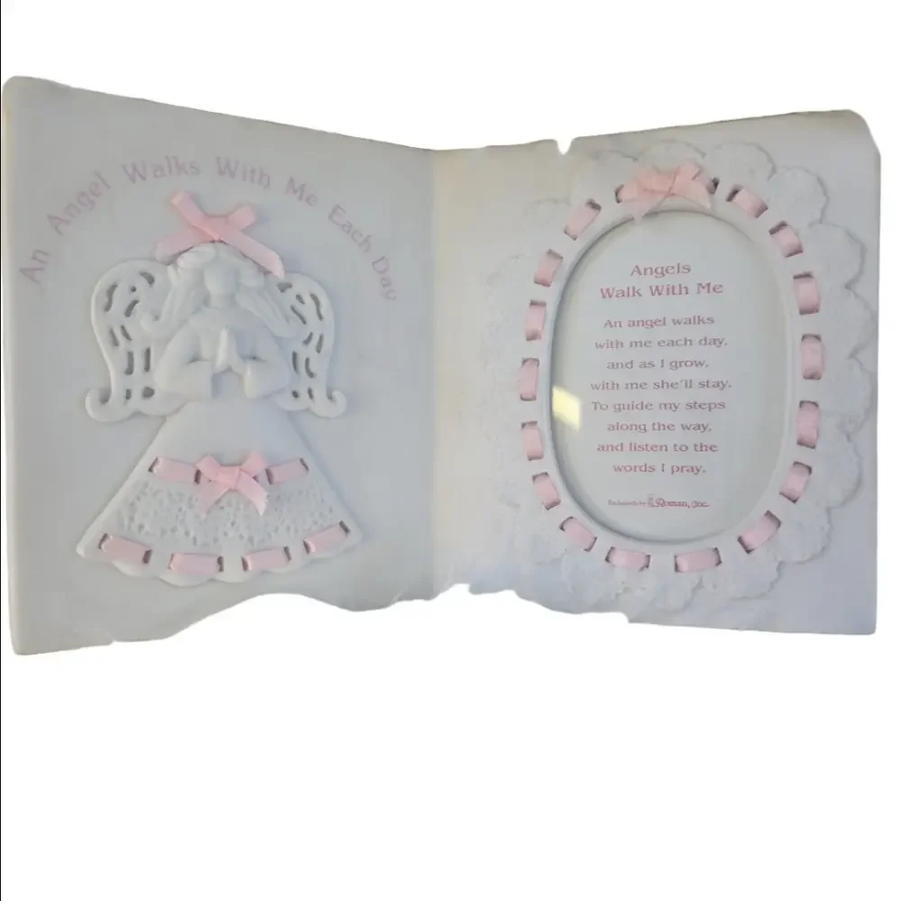 Precious Moments Angel Photo Card Holder Vintage Pink White